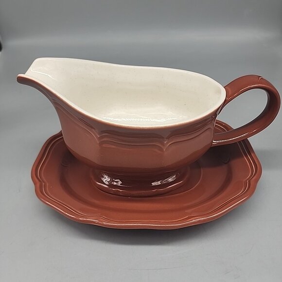 Mikasa Color Classics True Terracotta Gray Boat & Plate Japan Ceramic C-3850 - Picture 3 of 6